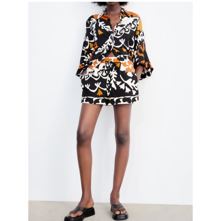 Zara Bộ Áo Sơ Mi + Quần Short Thời Trang Mùa Hè Năng Động 2831181 2942180 2843180Áo blouse