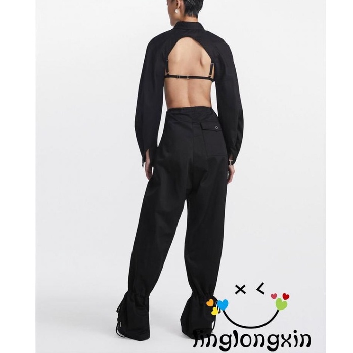 Quần Baggy Dài Ống Rộng Lưng Cao Có Thể Điều Chỉnh Kích Thước Linglongxi2-Y2K Dành Cho Nữ