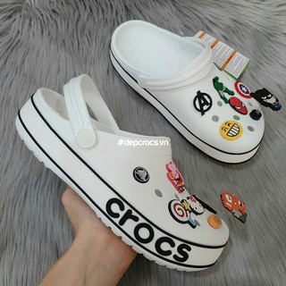Dép sục band viền logo màu trắng full