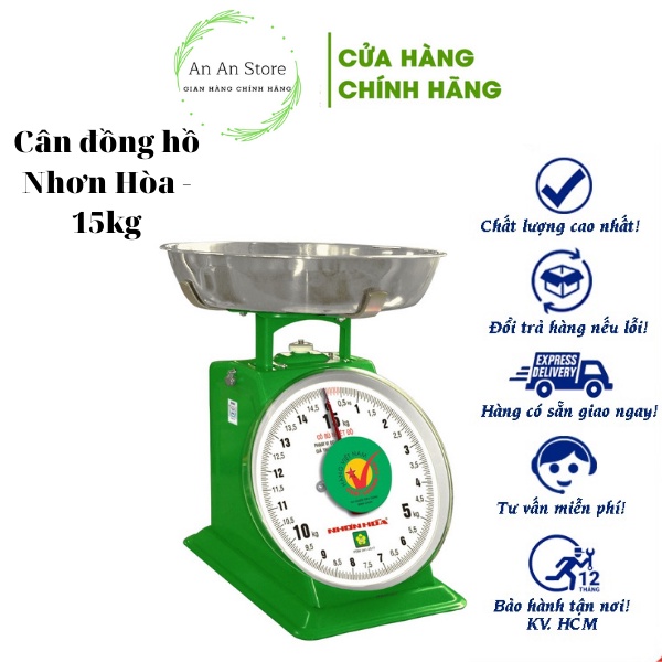 Cân Nhơn Hòa 15kg Loại Đồng Hồ Lò Xo Hàng Công Ty chính hãng