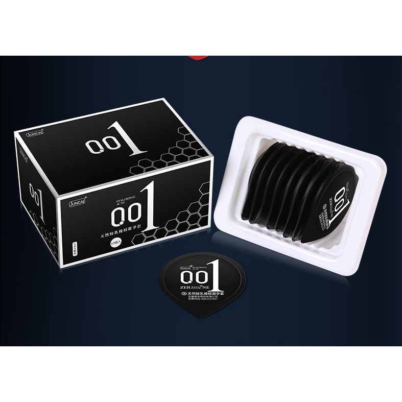 Bao Cao Su Juncai Siêu Mỏng 001 - Nhiều Gel gai Lớn hạt Liti màu Đen