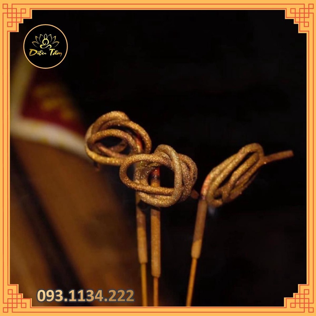 Nhang thần tài 185 nén hương quế sạch ít khói cuộn tàn tài lộc hình đồng xu , đồ thờ cúng thần tài