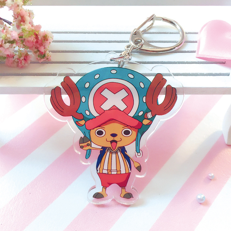 Móc khóa acrylic Anime One Piece trong suốt Luffy Chopper có thể giữ chìa khóa dễ thương