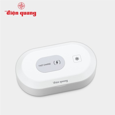 Hộp diệt khuẩn, khử trùng UVC Điện Quang tích hợp sạc không dây ĐQ BOX01 02UV 15FWC (2W UV, 15W Fast Wireless Charging)