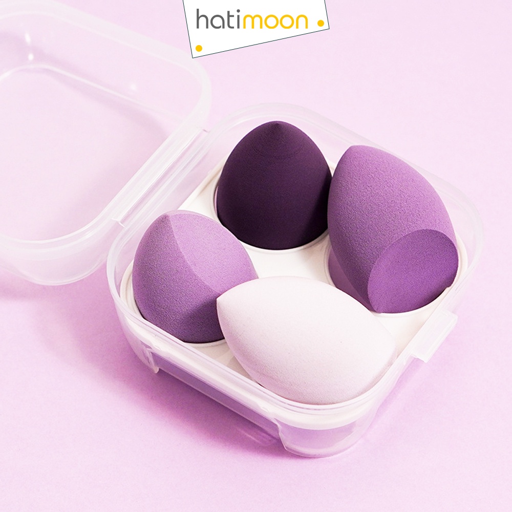 Mút trang điểm, mút tán kem nền hộp 4 mút trang điểm hình giọt nước H0025