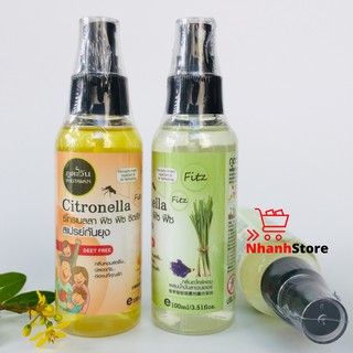 Tinh dầu xịt chống muỗi, côn trùng Phutawan Citronella Thái Lan 100ml