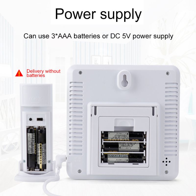 Đồng Hồ Đo Nhiệt Độ Độ Ẩm Không Dây Kỹ Thuật Số Pcfx 433mhz Với Báo Thức Max Phút C / F