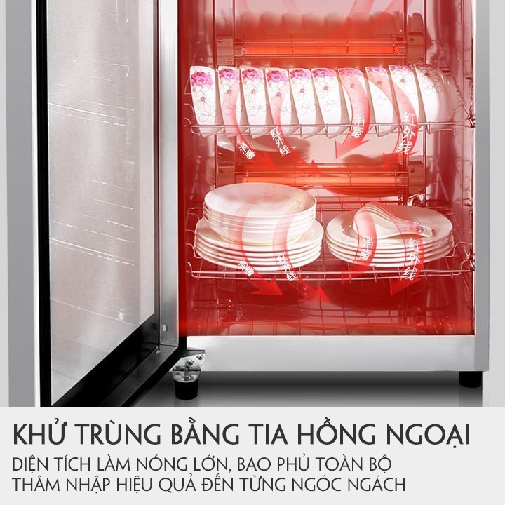 Máy Sấy Khử Khuẩn Bát Đĩa Gia Đình 98L , Tủ Khử Trùng Bát Đĩa Bằng Ozon Hồng Ngoại Sấy Khô Chén Bát Cực Nhanh
