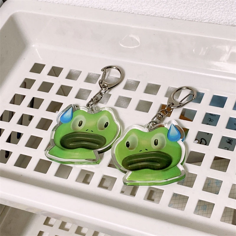 Móc khóa mặt hình chú ếch dễ thương làm từ acrylic