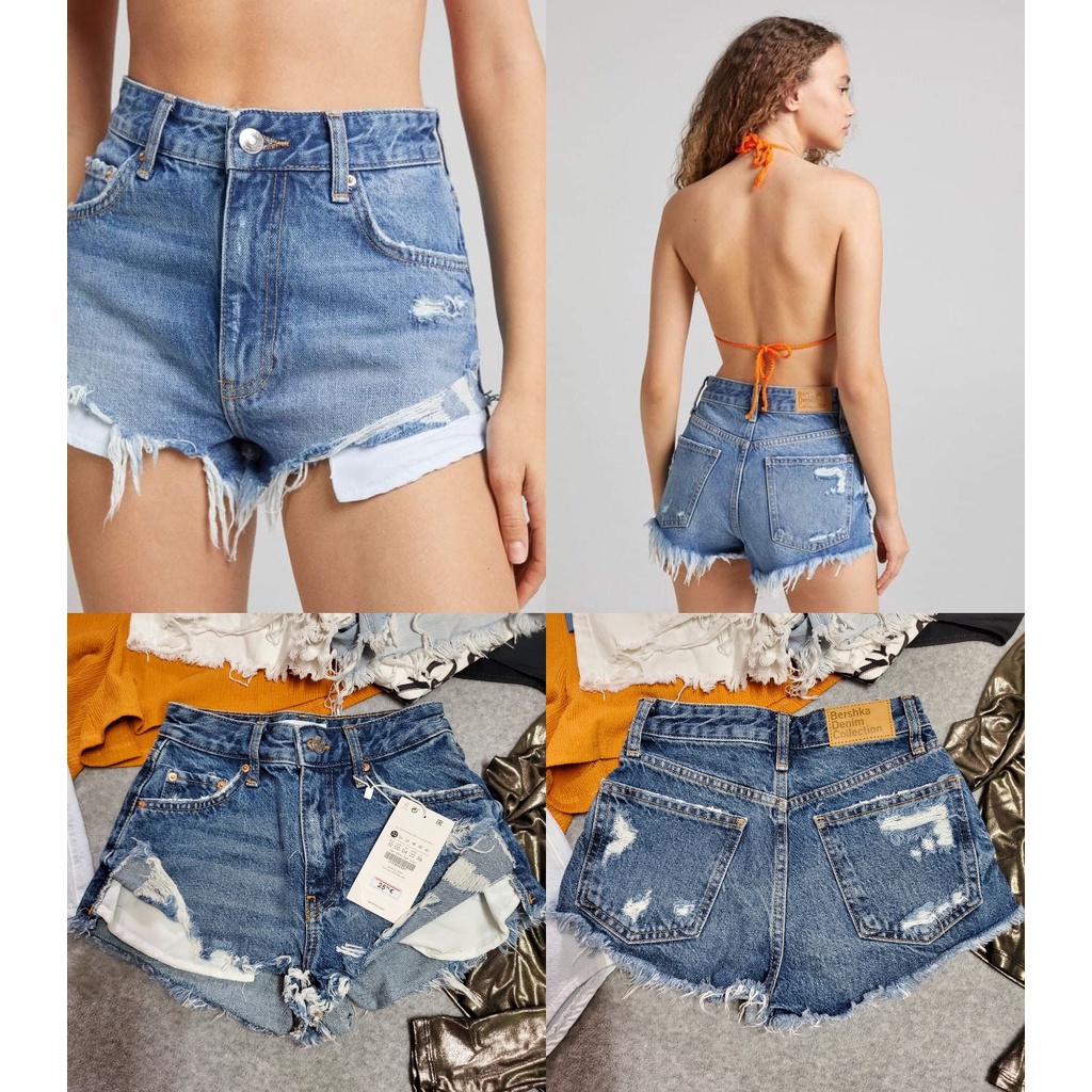 Quần short jean lưng cao Bershka, Zara vợt sale