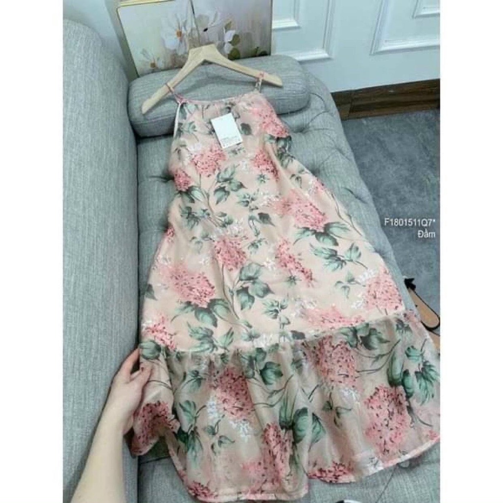 Đầm bầu HOA tiểu thư công chúa mùa hè MAMA DRESS Váy bầu suông maxi hai dây đi biển đi du lịch hoặc mặc nhà giá rẻ V60