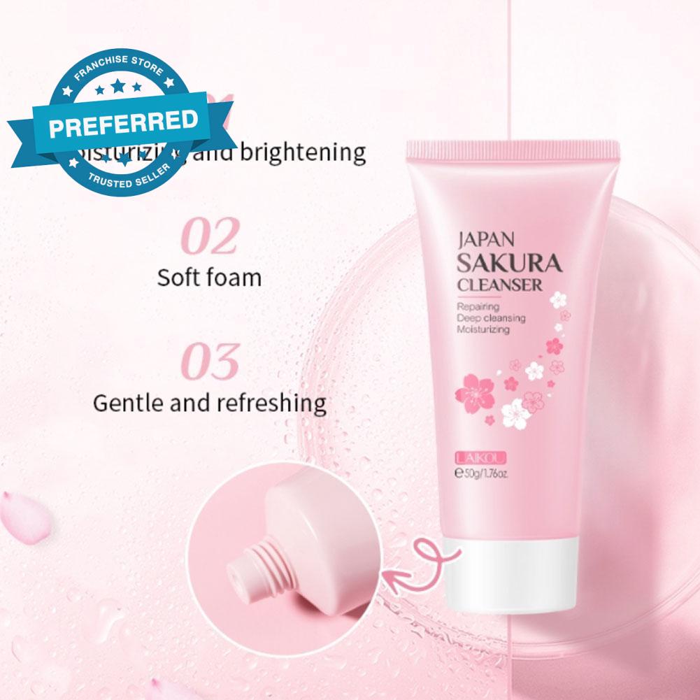 Sữa rửa mặt tạo bọt chiết xuất hoa anh đào kiềm dầu làm sáng chăm sóc da G7D5