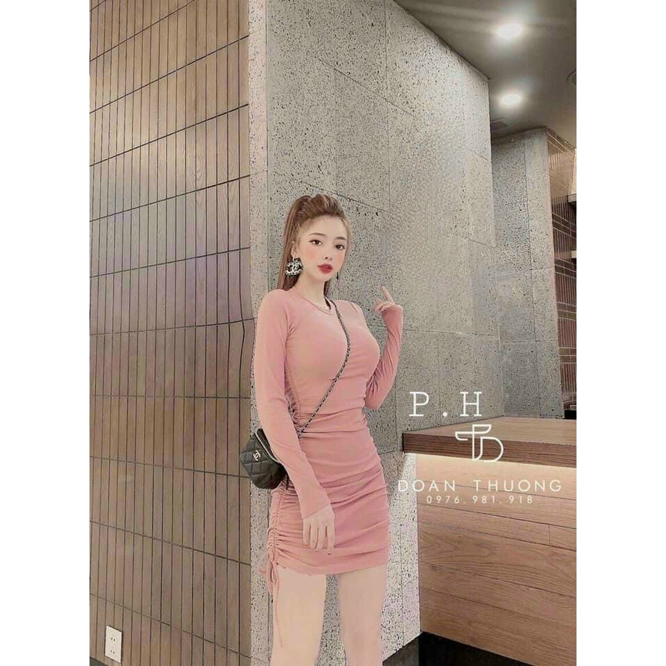 [MẪU MỚI] Đầm Body Tay Dài Dây Rút Sườn Thun Borip Thích Hợp Mặc Đi Tiệc Đi Làm Đi Chơi Phù Hợp Với Mọi Phong Cách | BigBuy360 - bigbuy360.vn