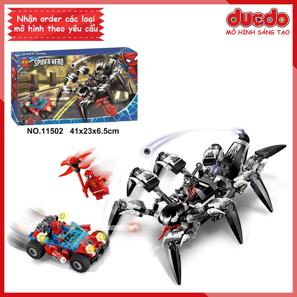 LRI 11502 Lắp ghép Spider Man đại chiến Robot Venom - Đồ chơi Xếp hình Mô hình Minifigures Mini 76163 BLA