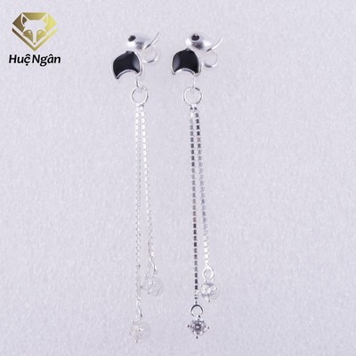 Bông tai bạc Ý 925 Huệ Ngân - Voi con đáng yêu dáng dài ZCE15111