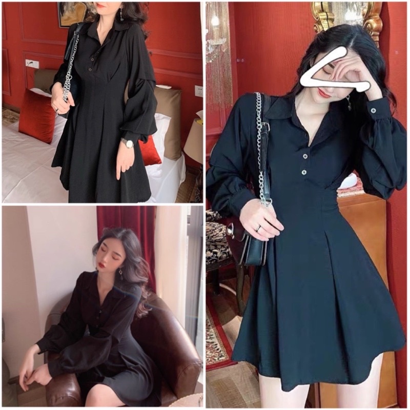 Đầm xòe BlaPink thiết kế cổ sơ mi kèm dây eo lịch thiệp - SHINE DRESS T203 | BigBuy360 - bigbuy360.vn