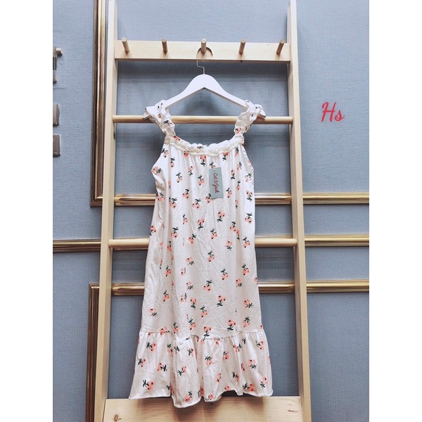 Váy 2 dây yếm đuôi cá rộng qua gối viền ren hoa nhí, có size S-XL và có ảnh video thật