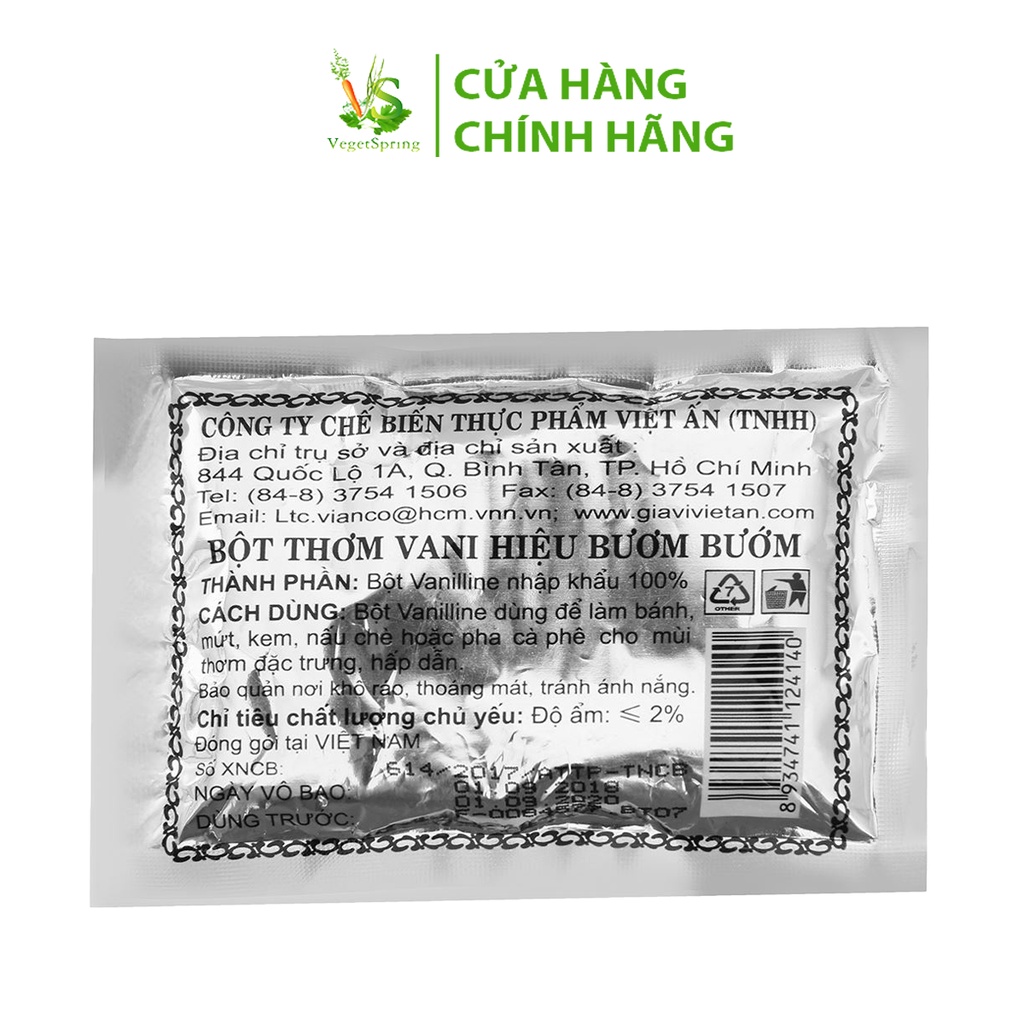 [GÓI 10 ỐNG] Bột Vani Bướm Việt Ấn (Vianco) 2.5g