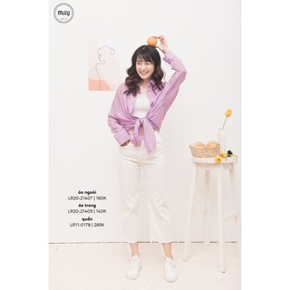Áo sơ mi oversize trơn cutout lưng #301