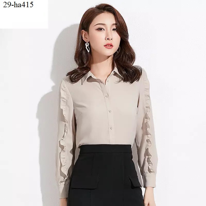 ha415- ÁO SƠ MI CÁCH ĐIỆU TAY DÚN BÈO CÁ TÍNH