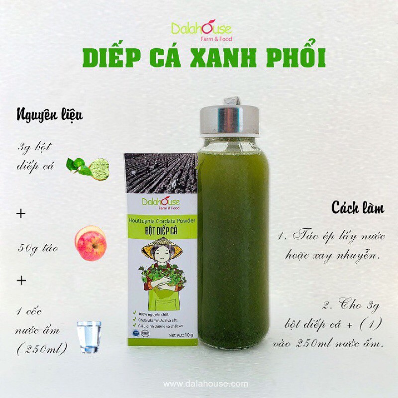 Bột diếp cá nguyên chất Dalahouse 50gr - Bột diếp cá sấy lạnh 100% nguyên chất - Date: 10/2022