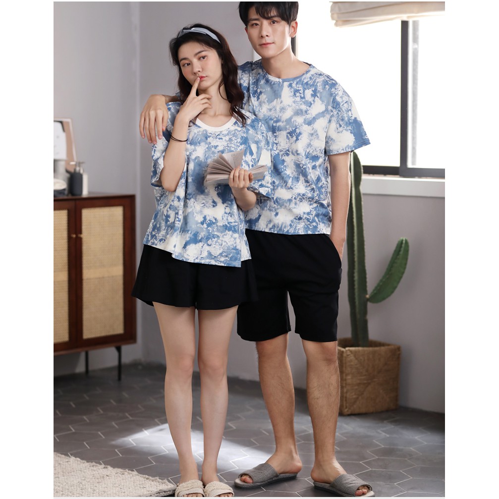 Áo thun dáng rộng loang màu xanh ngọc freesize tay lỡ