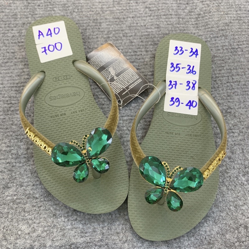 dép HVN kim tuyến viền mix charm b.đá