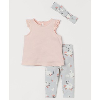 Set cotton 3 chi tiết bé gái hm