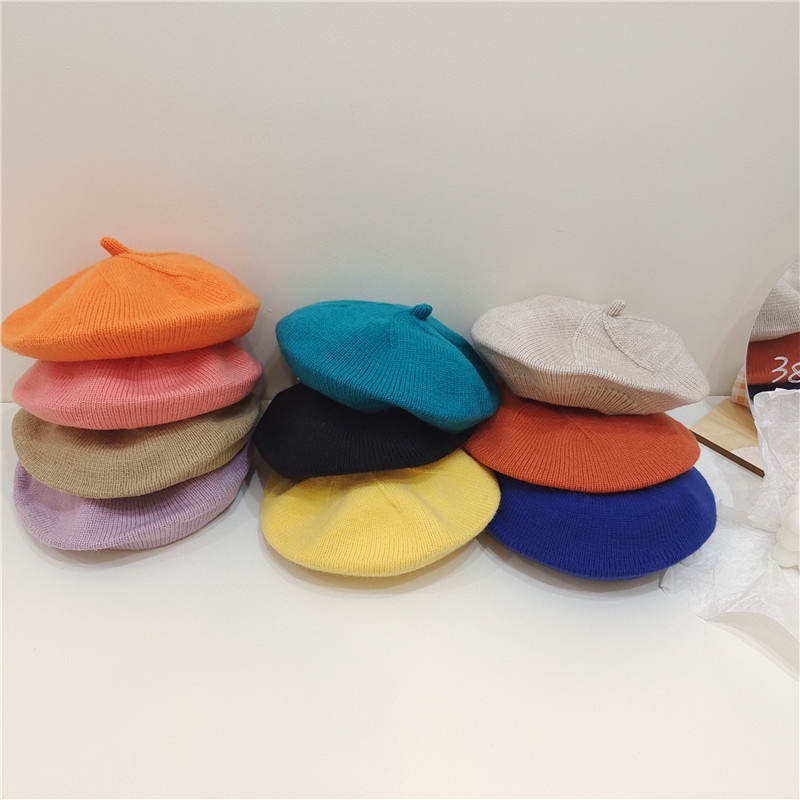 Mũ nồi màu trơn mềm mại phong cách Hàn Quốc cho bé