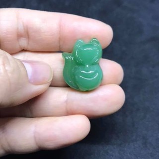 Mặt hồ ly may mắn đá phong thủy xanh lá - tặng kèm khuyên và dây đeo