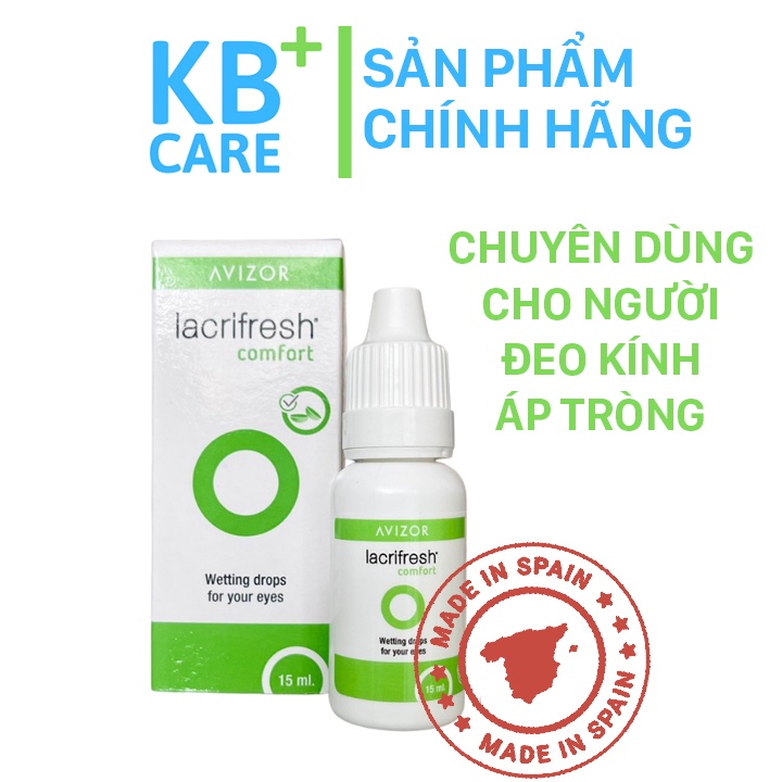 Nước nhỏ mắt lens Avizor Lacrifresh Comfort 15ml làm dịu mắt, nước mắt nhân tạo cho kính áp tròng-Lens Optic