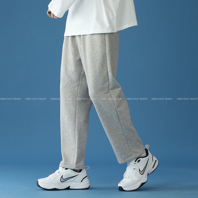 Quần Thể Thao Nam Nữ Dài Trơn Basic Ống Suông Rộng Thun Da Cá Thể Dục Unisex ANH DUY SHOP QD04