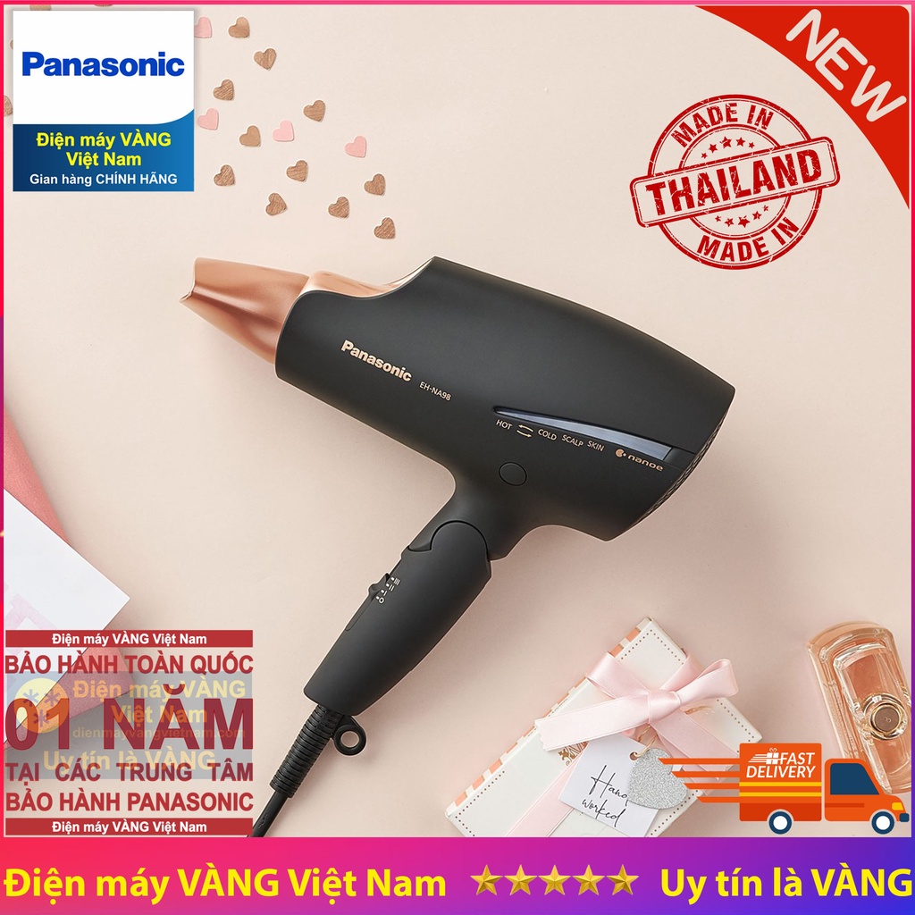 Máy sấy tóc Panasonic EH-NA98-K645 với công nghệ nanoe và ion Double Mineral chăm sóc toàn diện cho tóc
