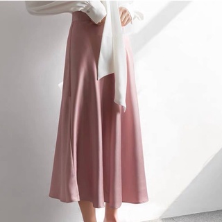 Chân váy dài hồng satin Olivia Harriet