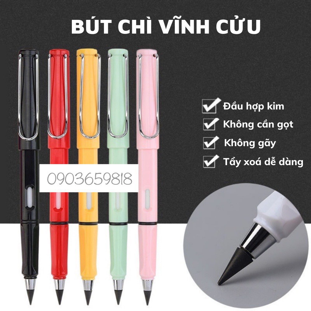 Bút Chì Vĩnh Cửu Không Cần Chuốt Dành  Cho Học Sinh Tập Viết Có Cục Tẩy Trong Thân Viết