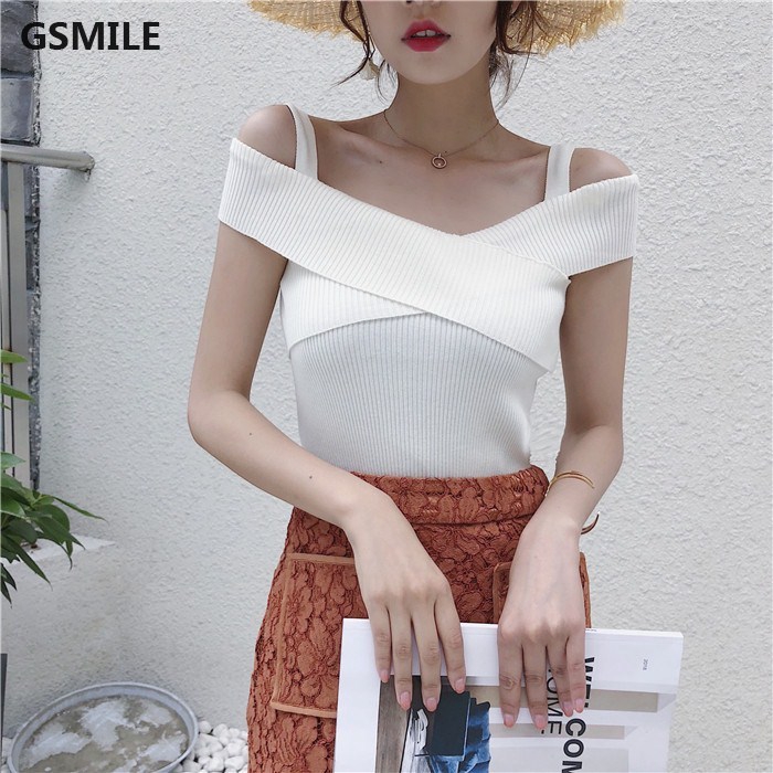 Áo dệt kim không tay màu trơn phong cách Hàn Quốc thời trang cho nữ | BigBuy360 - bigbuy360.vn