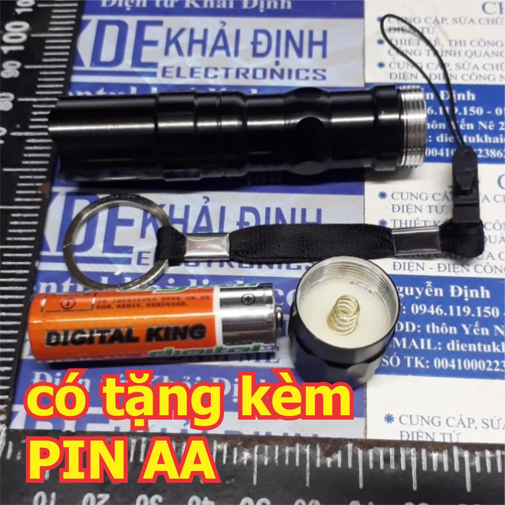 Đèn Pin LED 3W, led siêu sáng, vỏ nhôm, sơn đen, dùng PIN AA (LR6) kde5008