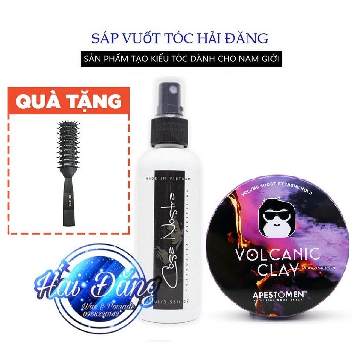 [COMBO] [Chính Hãng Tem Check SMS] Sáp Vuốt Tóc Volcanic Clay V4 + Xịt Phồng Cosa + Tặng Lược