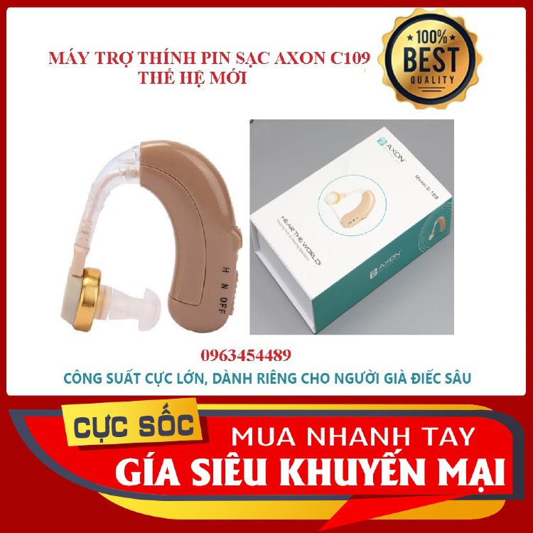 Máy Trợ Thính Đeo Vành Tai Axon C109 Pin Sạc Lithium