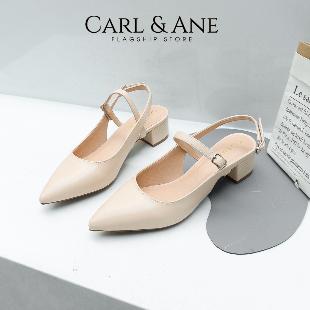 Carl & Ane - Giày cao gót Carl & Ane 2022 mũi nhọn kiểu dáng thanh lịch cao 3,5cm màu trắng - CL023