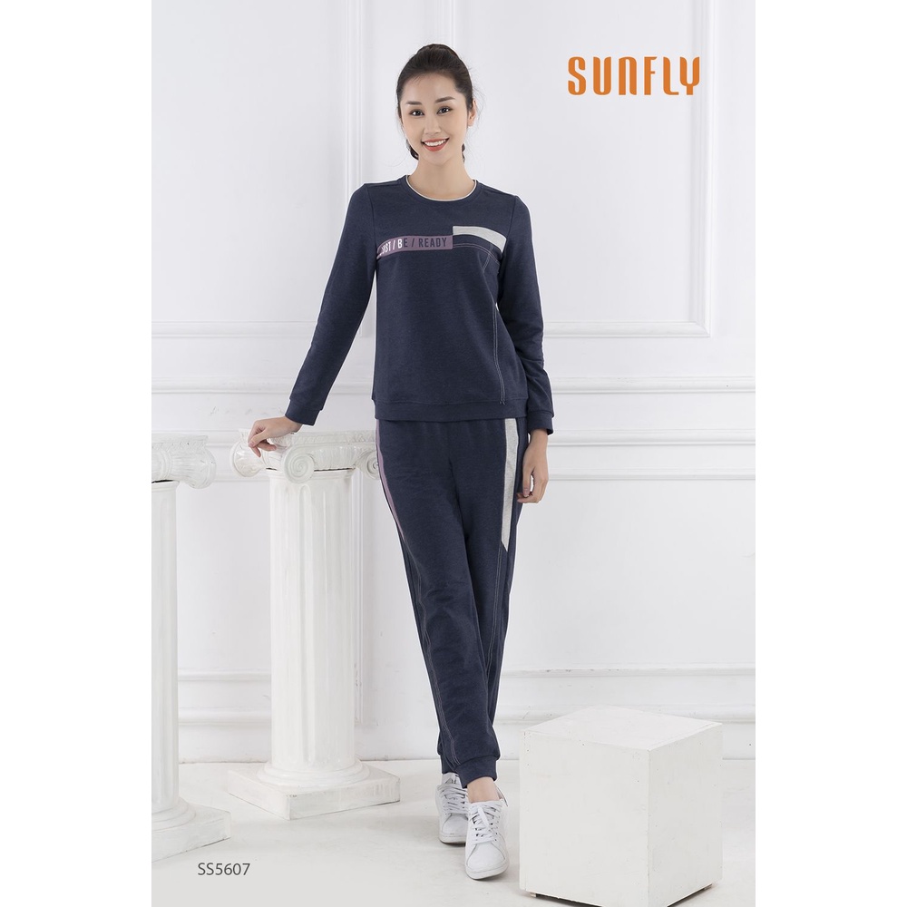 Bộ đồ nữ mặc nhà thể thao cotton da cá áo dài tay, quần dài SS5607
