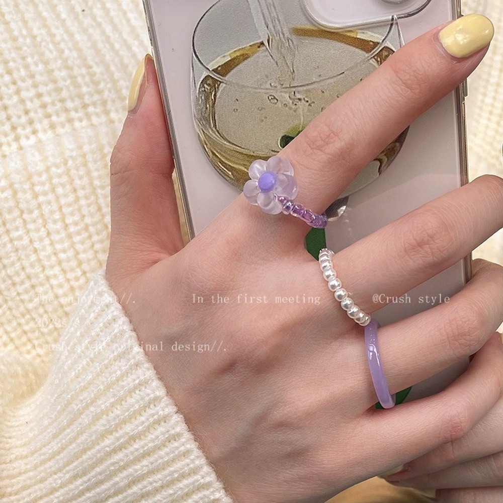 Set 3 Nhẫn Đeo Tay Kim Loại Đính Ngọc Trai Giả Thời Trang Nữ