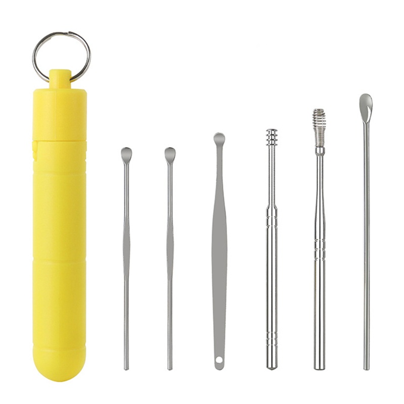 [Hàng mới về] Set 6 dụng cụ lấy ráy tai vệ sinh bằng thép không gỉ có thể tái sử dụng
