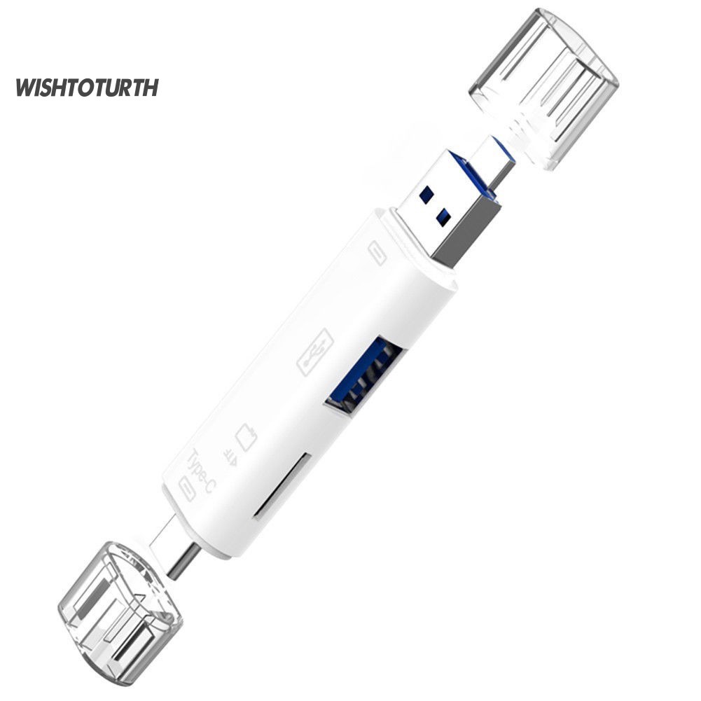 ☼Đầu Đọc Thẻ Nhớ 5 Trong 1 Đa Năng Cổng Micro USB Type C / TF Cho Máy Tính Android