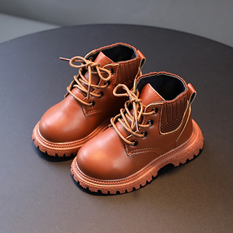 Giày Bốt Martin Cổ Thấp Phối Khóa Kéo Bên Hông Thời Trang Anh Quốc Cho Bé