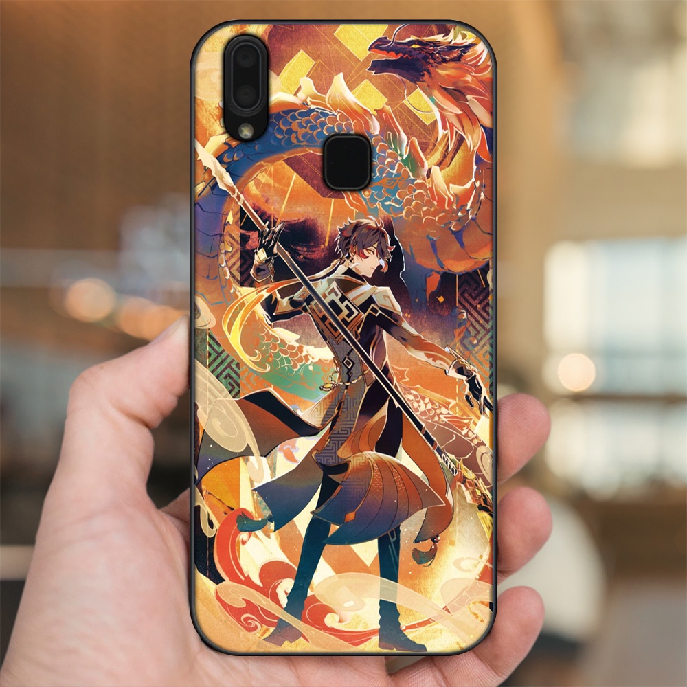 Ốp lưng Vivo Y91, Y95 viền đen in hình Zhongli Genshin Impact