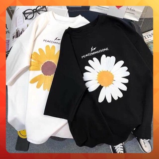 [CÓ ẢNH THẬT] Áo thun tay lỡ form rộng họa tiết Cúc hoạ mi - Unisex nam nữ đều mặc được