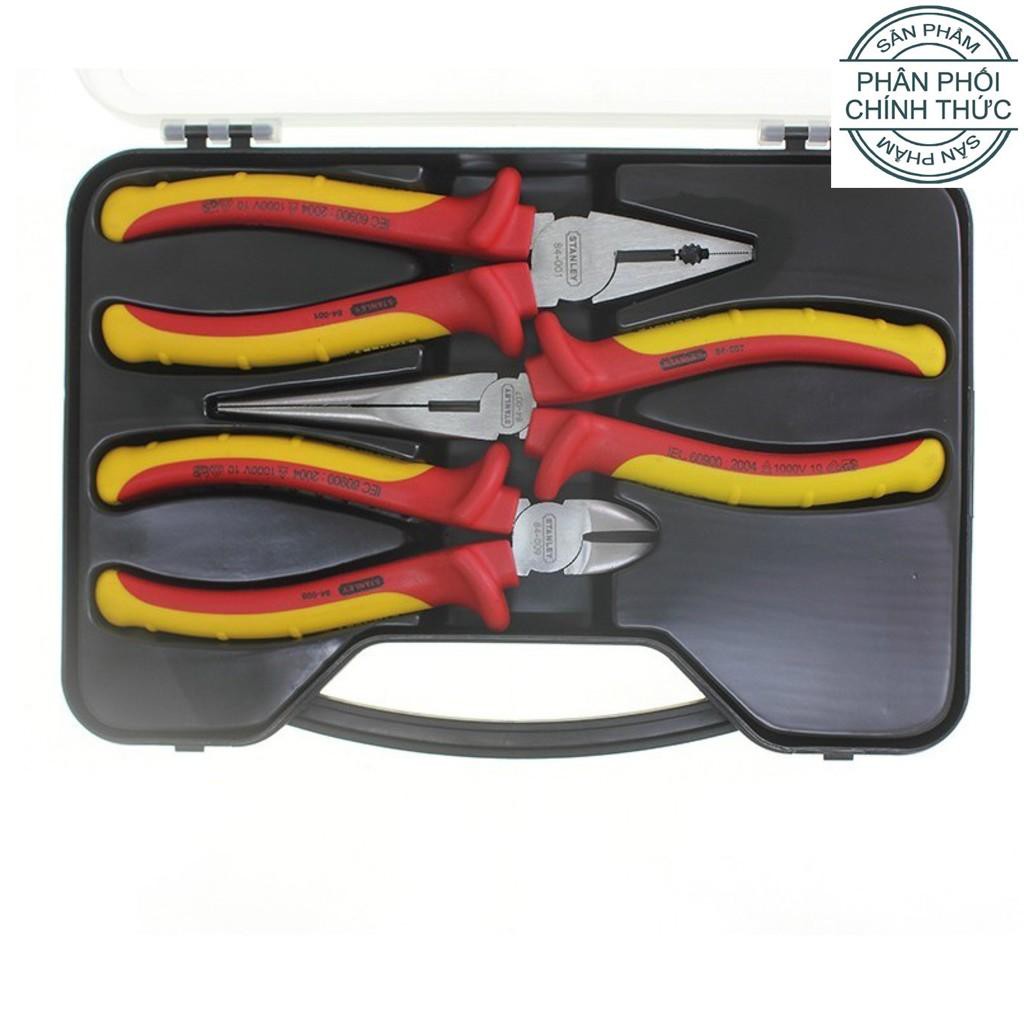 Bộ kìm 3 cây bao gồm kìm điện, kìm cắt, kìm nhọn cách điện 1000V Stanley 84-011