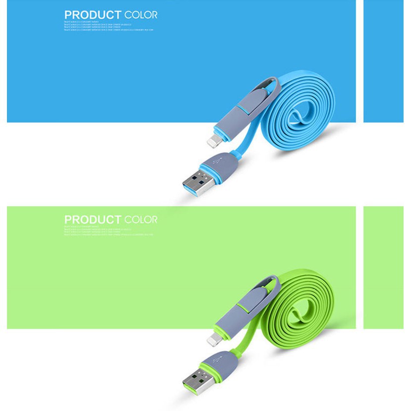 Dây cáp sạc kết hợp cổng Micro USB và Lightning 2 trong 1 chất lượng cao