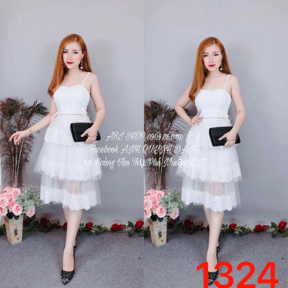 ĐẦM XÒE 2 DÂY LƯỚI TẦNG PHỐI REN